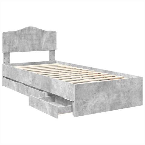 RAMA ŁÓŻKA BETONOWY SZARY 90X190CM DREWNO INŻYNIERYJNE