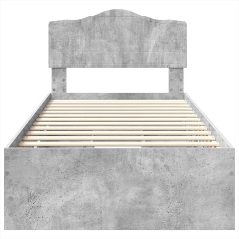 RAMA ŁÓŻKA BETONOWY SZARY 90X190CM DREWNO INŻYNIERYJNE