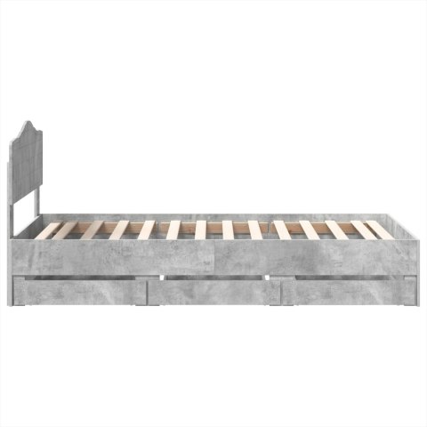 RAMA ŁÓŻKA BETONOWY SZARY 90X190CM DREWNO INŻYNIERYJNE