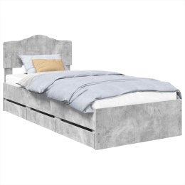 RAMA ŁÓŻKA BETONOWY SZARY 90X200CM DREWNO INŻYNIERYJNE