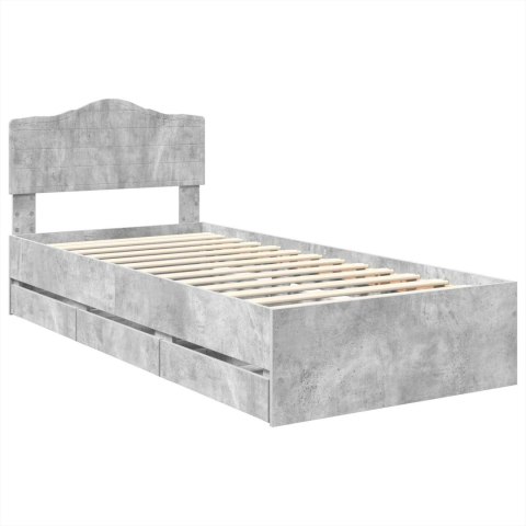 RAMA ŁÓŻKA BETONOWY SZARY 90X200CM DREWNO INŻYNIERYJNE