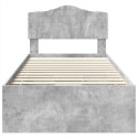 RAMA ŁÓŻKA BETONOWY SZARY 90X200CM DREWNO INŻYNIERYJNE