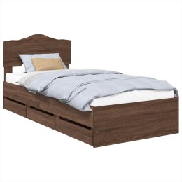 RAMA ŁÓŻKA BRĄZOWY DĄB 100X200CM DREWNO INŻYNIERYJNE