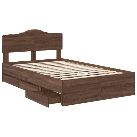 RAMA ŁÓŻKA BRĄZOWY DĄB 120X200CM DREWNO INŻYNIERYJNE