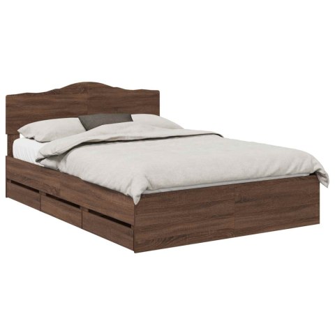 RAMA ŁÓŻKA BRĄZOWY DĄB 140X200CM DREWNO INŻYNIERYJNE