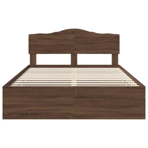 RAMA ŁÓŻKA BRĄZOWY DĄB 140X200CM DREWNO INŻYNIERYJNE