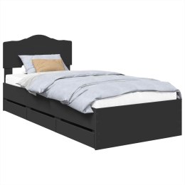 RAMA ŁÓŻKA Z SZUFLADĄ CZARNY 75X190CM DREWNO INŻYNIERYJNE