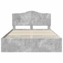 RAMA ŁÓŻKA BETONOWY SZARY 140X190CM DREWNO INŻYNIERYJNE