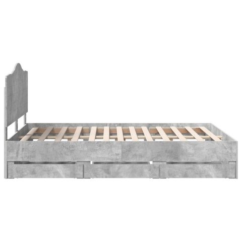 RAMA ŁÓŻKA BETONOWY SZARY 140X190CM DREWNO INŻYNIERYJNE