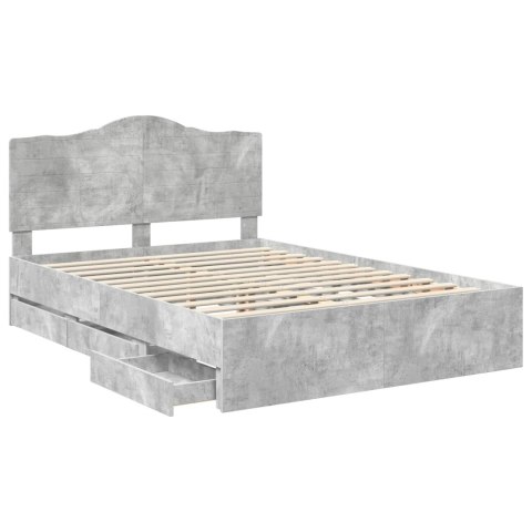 RAMA ŁÓŻKA BETONOWY SZARY 160X200CM DREWNO INŻYNIERYJNE