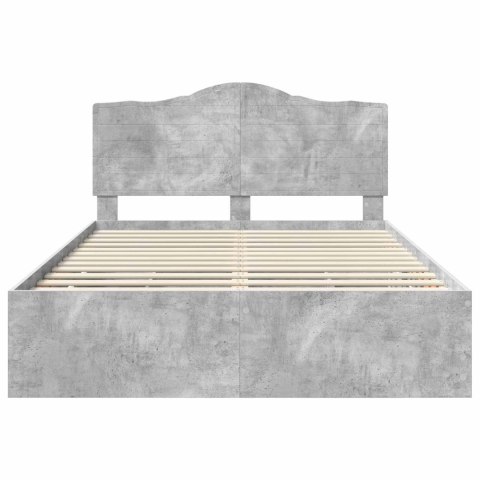 RAMA ŁÓŻKA BETONOWY SZARY 160X200CM DREWNO INŻYNIERYJNE