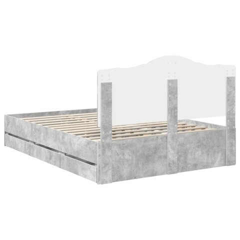 RAMA ŁÓŻKA BETONOWY SZARY 160X200CM DREWNO INŻYNIERYJNE