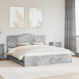 RAMA ŁÓŻKA BETONOWY SZARY 180X200CM DREWNO INŻYNIERYJNE