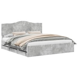 RAMA ŁÓŻKA BETONOWY SZARY 180X200CM DREWNO INŻYNIERYJNE