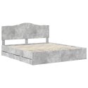 RAMA ŁÓŻKA BETONOWY SZARY 180X200CM DREWNO INŻYNIERYJNE