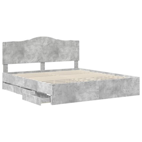 RAMA ŁÓŻKA BETONOWY SZARY 180X200CM DREWNO INŻYNIERYJNE