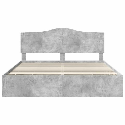 RAMA ŁÓŻKA BETONOWY SZARY 180X200CM DREWNO INŻYNIERYJNE