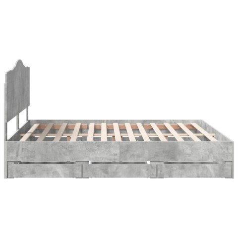 RAMA ŁÓŻKA BETONOWY SZARY 180X200CM DREWNO INŻYNIERYJNE