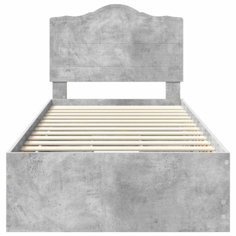 RAMA ŁÓŻKA BETONOWY SZARY 90X190CM DREWNO INŻYNIERYJNE