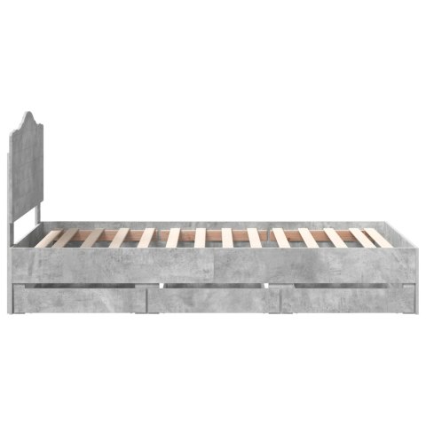 RAMA ŁÓŻKA BETONOWY SZARY 90X190CM DREWNO INŻYNIERYJNE