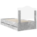 RAMA ŁÓŻKA BETONOWY SZARY 90X190CM DREWNO INŻYNIERYJNE
