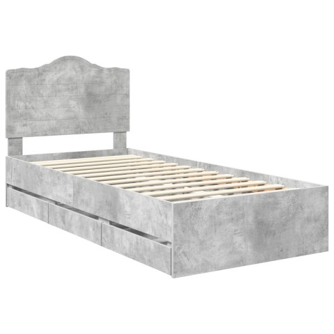 RAMA ŁÓŻKA BETONOWY SZARY 90X200CM DREWNO INŻYNIERYJNE