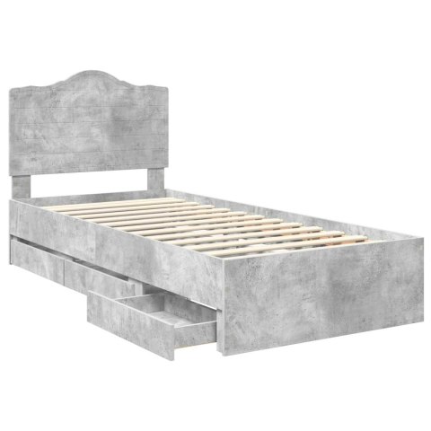 RAMA ŁÓŻKA BETONOWY SZARY 90X200CM DREWNO INŻYNIERYJNE