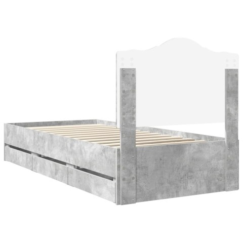 RAMA ŁÓŻKA BETONOWY SZARY 90X200CM DREWNO INŻYNIERYJNE