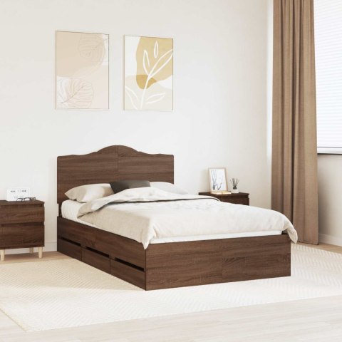 RAMA ŁÓŻKA BRĄZOWY DĄB 120X200CM DREWNO INŻYNIERYJNE