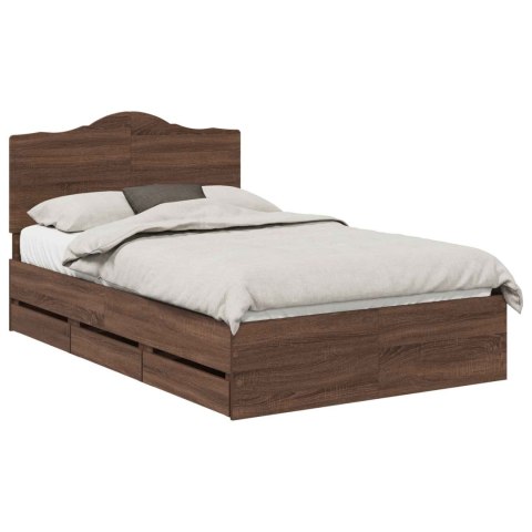 RAMA ŁÓŻKA BRĄZOWY DĄB 120X200CM DREWNO INŻYNIERYJNE