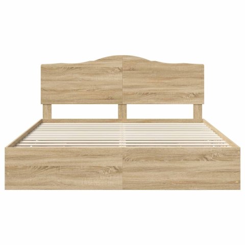 RAMA ŁÓŻKA DĄB SONOMA 200X200CM DREWNO INŻYNIERYJNE