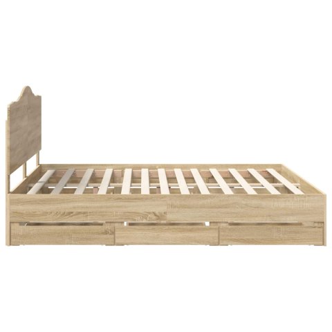 RAMA ŁÓŻKA DĄB SONOMA 200X200CM DREWNO INŻYNIERYJNE