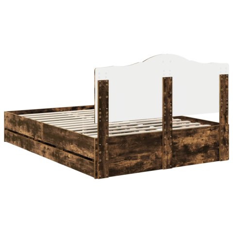 RAMA ŁÓŻKA DĄB WĘDZONY 140X190CM DREWNO INŻYNIERYJNE