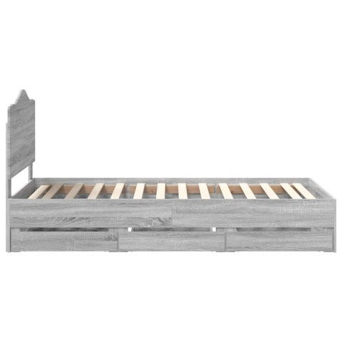 RAMA ŁÓŻKA SZARY SONOMA 90X190CM DREWNO INŻYNIERYJNE