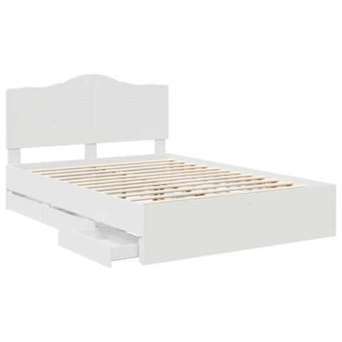 RAMA ŁÓŻKA Z SZUFLADĄ BIAŁY 140X200CM DREWNO INŻYNIERYJNE