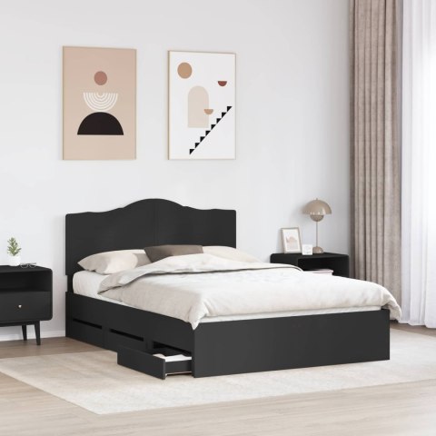 RAMA ŁÓŻKA Z SZUFLADĄ CZARNY 150X200CM DREWNO INŻYNIERYJNE