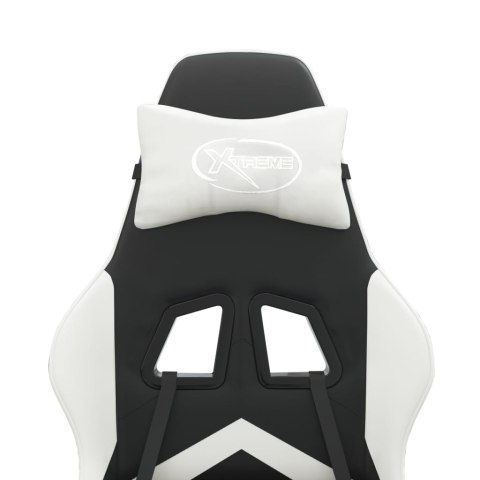 OBROTOWY FOTEL GAMINGOWY CZARNO-BIAŁY SZTUCZNA SKÓRA