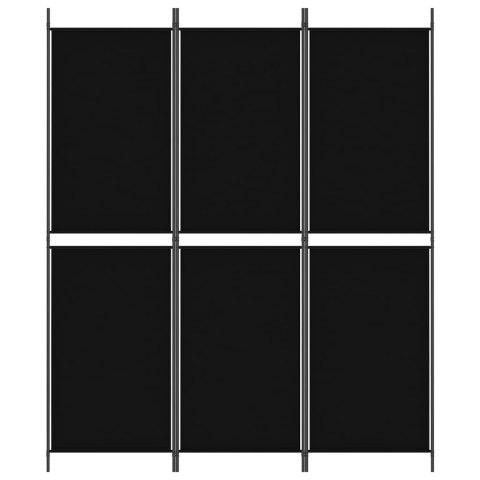 PARAWAN 3-PANELOWY CZARNY 150X180CM TKANINA