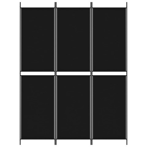 PARAWAN 3-PANELOWY CZARNY 150X200CM TKANINA