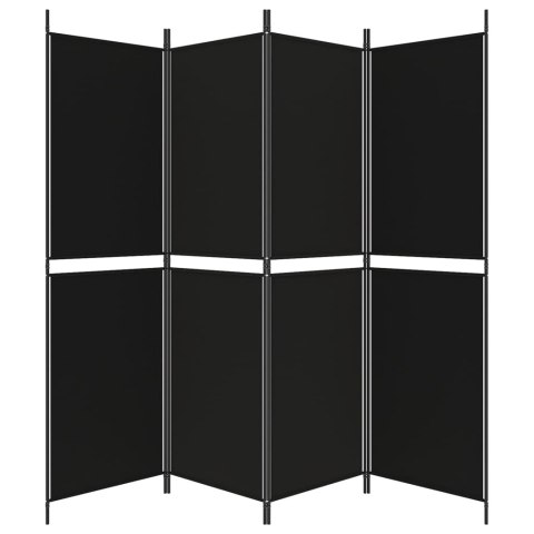 PARAWAN 4-PANELOWY CZARNY 200X180CM TKANINA