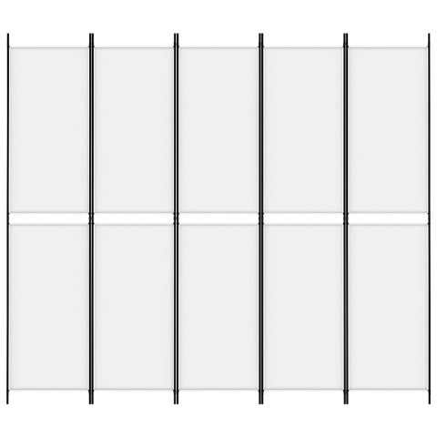 PARAWAN 5-PANELOWY BIAŁY 250X220CM TKANINA