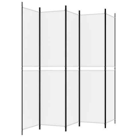 PARAWAN 5-PANELOWY BIAŁY 250X220CM TKANINA