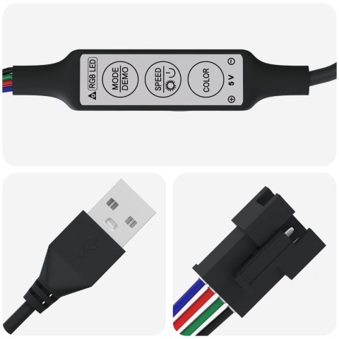 TAŚMA LED 4 SZT. CZARNY I PRZEZROCZYSTY 90X0,8X0,3CM