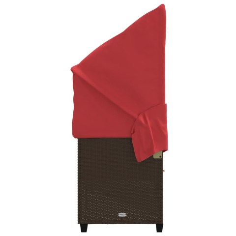 LEŻANKA OGRODOWA Z ZADASZENIEM I PODUSZKAMI BRĄZOWA POLIRATTAN