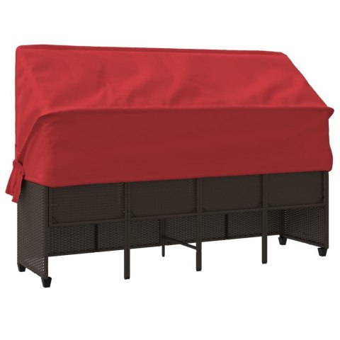 LEŻANKA OGRODOWA Z ZADASZENIEM I PODUSZKAMI BRĄZOWA POLIRATTAN