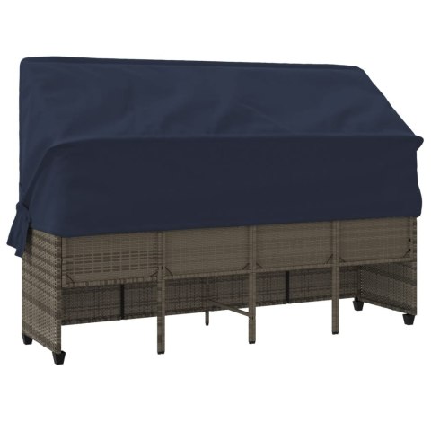 LEŻANKA OGRODOWA Z ZADASZENIEM I PODUSZKAMI SZARA, POLIRATTAN