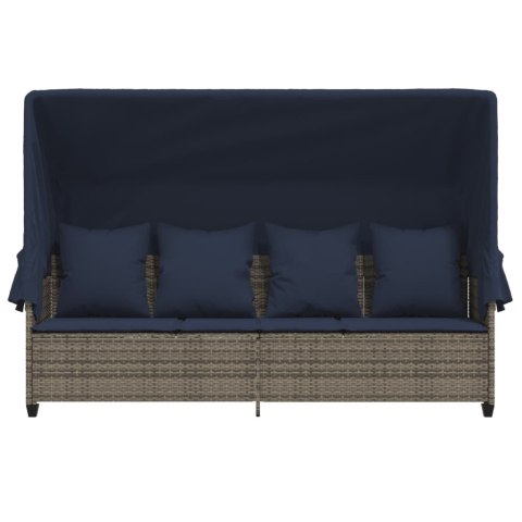 LEŻANKA OGRODOWA Z ZADASZENIEM I PODUSZKAMI SZARA, POLIRATTAN