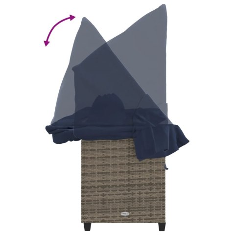 LEŻANKA OGRODOWA Z ZADASZENIEM I PODUSZKAMI SZARA, POLIRATTAN