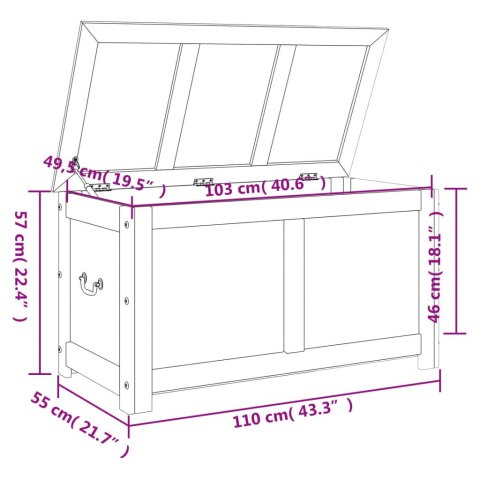 SKRZYNIA 110X55X57CM LITE DREWNO AKACJOWE KUFER STOLIK KAWOWY SZAFA BIAŁA