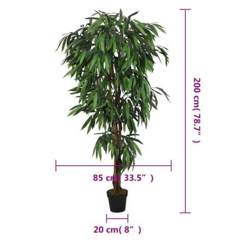 SZTUCZNE DRZEWKO MANGO 1050 LIŚCI 200CM ZIELONE